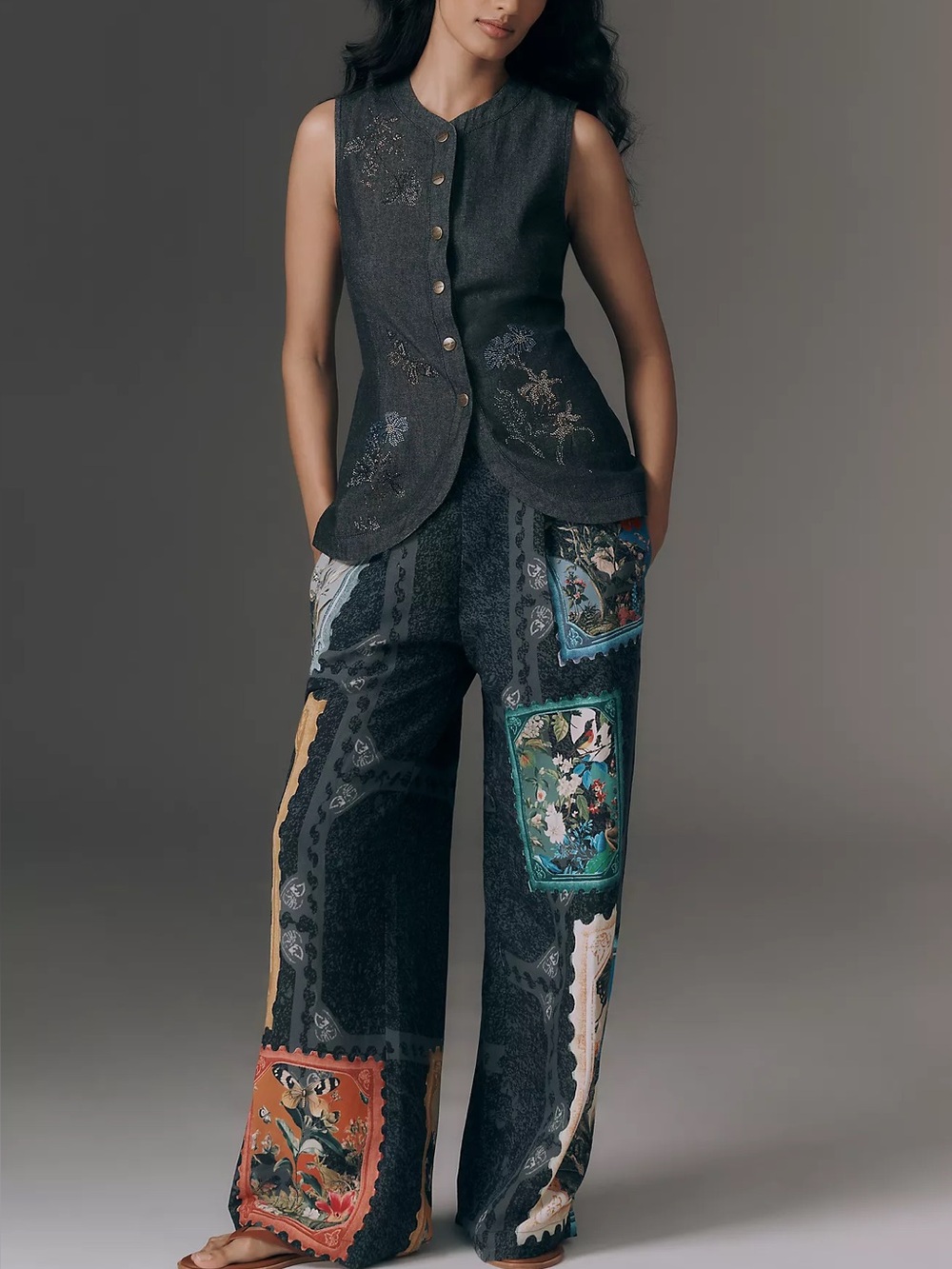 Anthropologie Ranna Gill Embroidered Cotton Vest - Picture 3 of 5
